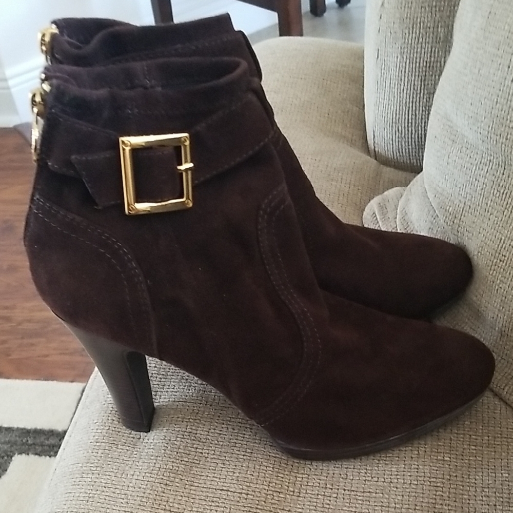 Tory Burch Dark Brown Suede Heeled Boots